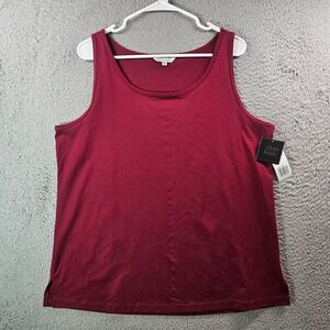 NWT John Mark Sleeveless Tank Top Women XL Stretch‎ Dark Red